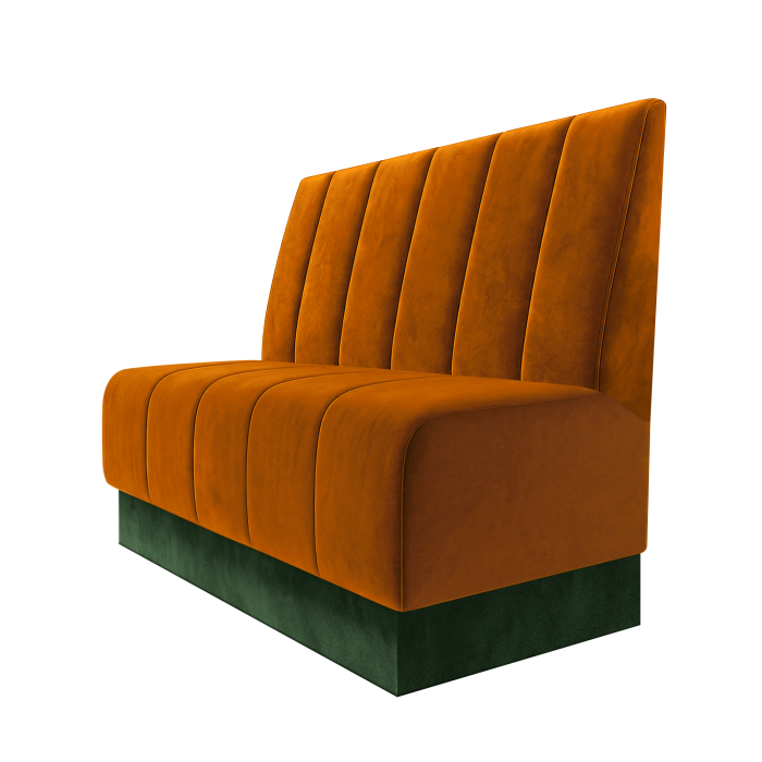 Fischer | Gastrobank | B:H 100 x 100 cm | Orange | Gestreift Doppelnahnt 24cm | Samt | Fußleiste Grün
