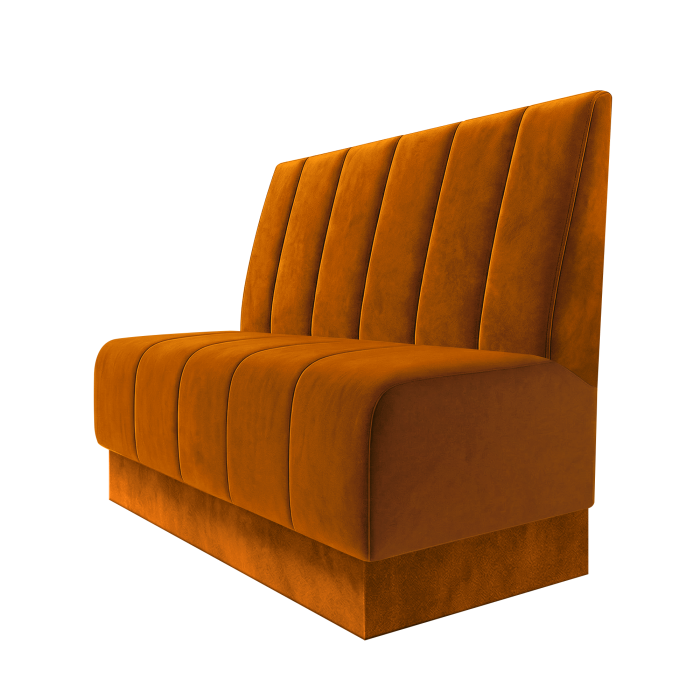 Fischer | Gastrobank | B:H 100 x 100 cm | Orange | Gestreift Doppelnahnt 24cm | Samt | Fußleiste Orange