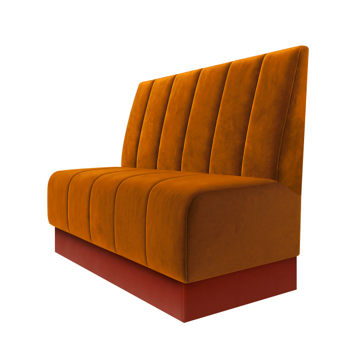 Fischer | Gastrobank | B:H 100 x 100 cm | Orange | Gestreift Doppelnahnt 24cm | Samt | Fußleiste Rot
