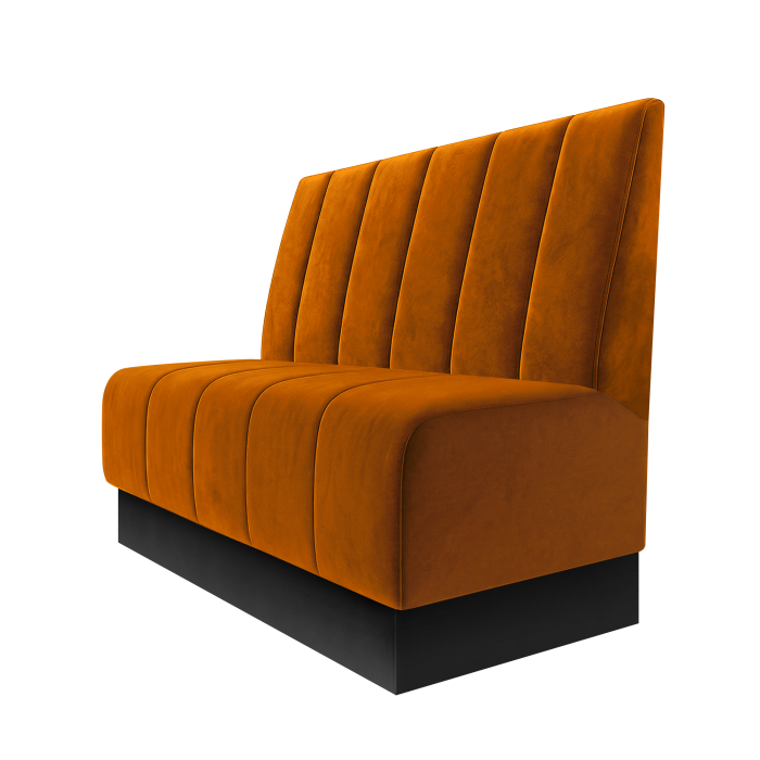 Fischer | Gastrobank | B:H 100 x 100 cm | Orange | Gestreift Doppelnahnt 24cm | Samt | Fußleiste Schwarz