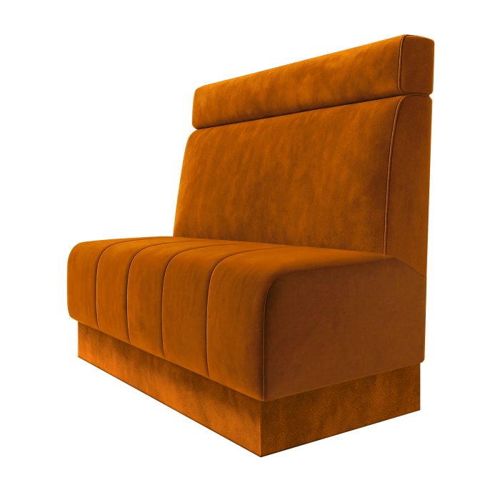 Fischer | Gastrobank | B:H 100 x 100 cm | Orange | Glatt + Kopfteil | Samt | Fußleiste Orange
