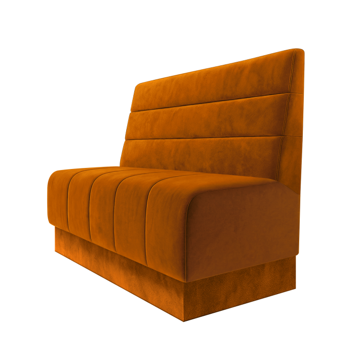 Fischer | Gastrobank | B:H 100 x 100 cm | Orange | Horizontal Gestreift | Samt | Fußleiste Orange