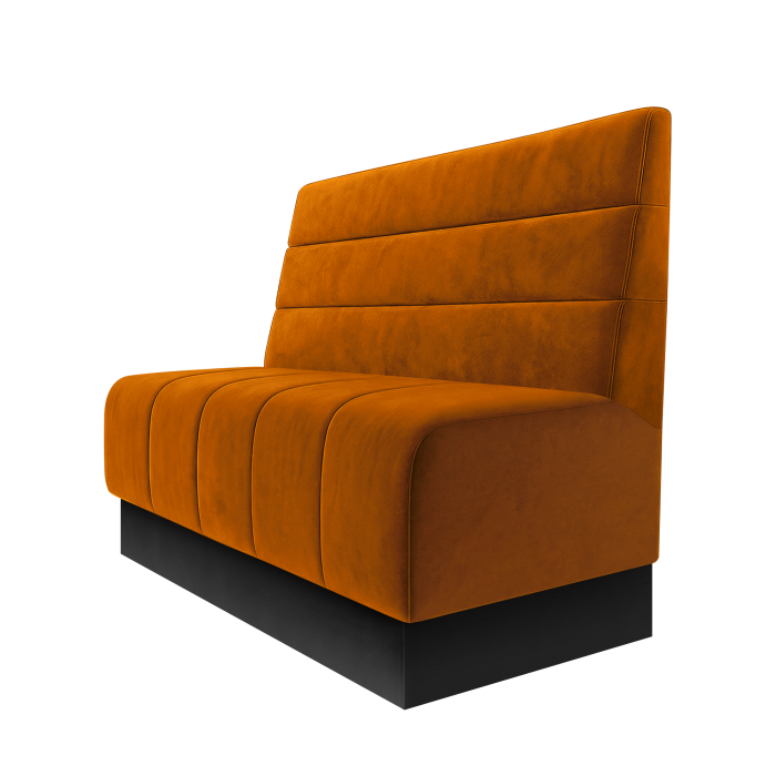 Fischer | Gastrobank | B:H 100 x 100 cm | Orange | Horizontal Gestreift | Samt | Fußleiste Schwarz