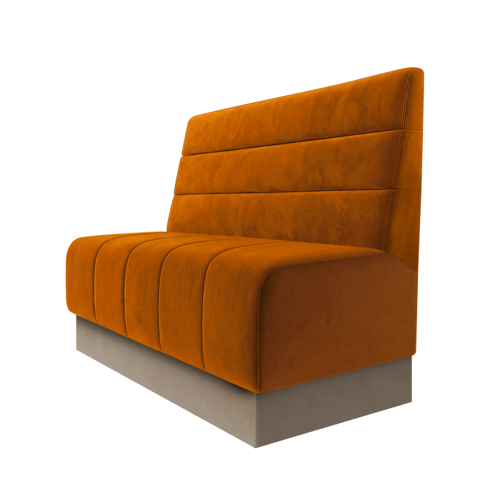 Fischer | Gastrobank | B:H 100 x 100 cm | Orange | Horizontal Gestreift | Samt | Fußleiste Taupe