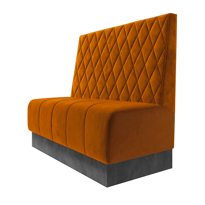 Fischer | Gastrobank | B:H 100 x 100 cm | Orange | Raute | Samt | Fußleiste Grau