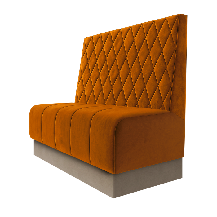 Fischer | Gastrobank | B:H 100 x 100 cm | Orange | Raute | Samt | Fußleiste Taupe