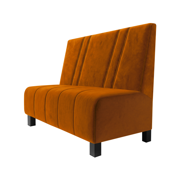 Fischer | Gastrobank | B:H 100 x 100 cm | Orange | Schräg Gestreift | Samt | Möbelfuß Schwarz