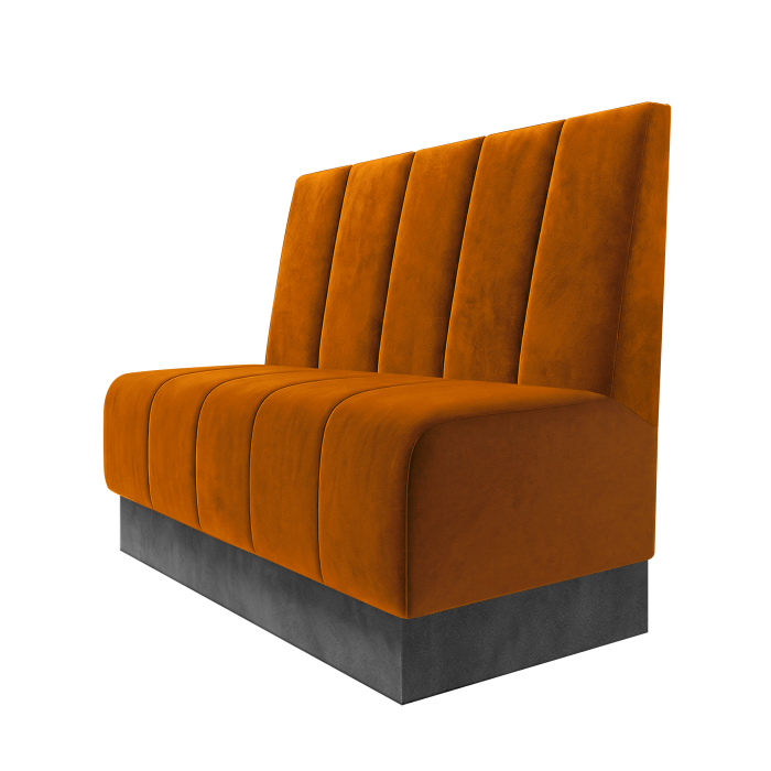 Fischer | Gastrobank | B:H 100 x 100 cm | Orange | Tief Gestreift | Samt | Fußleiste Grau