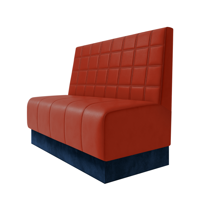 Fischer | Gastrobank | B:H 100 x 100 cm | Rot | Blocks | Leder | Fußleiste Blau