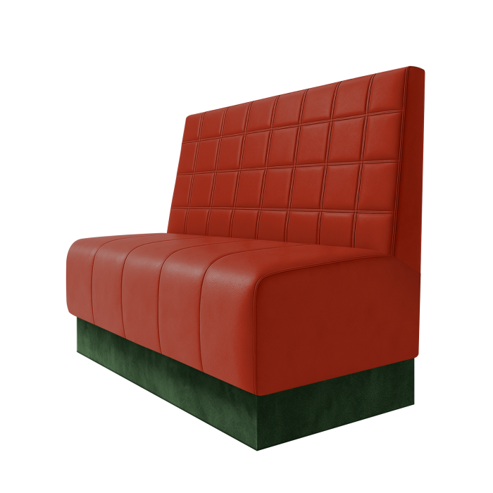 Fischer | Gastrobank | B:H 100 x 100 cm | Rot | Blocks | Leder | Fußleiste Grün