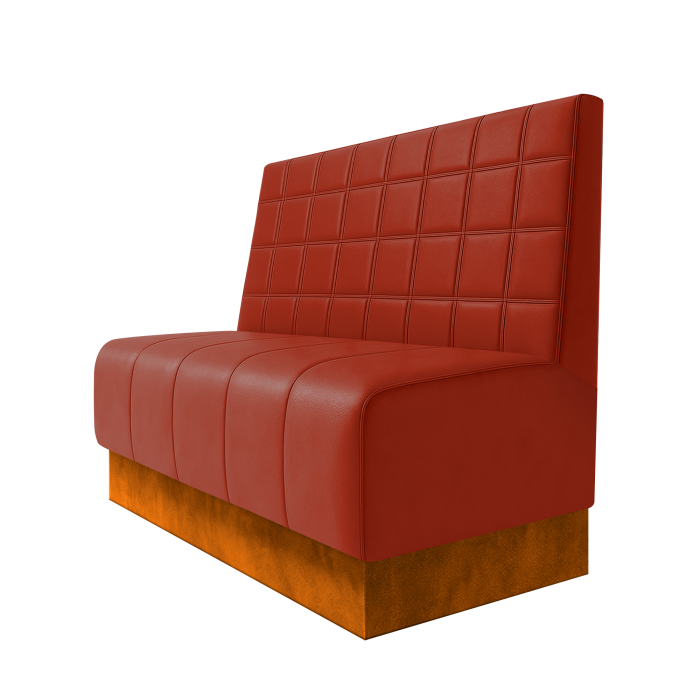 Fischer | Gastrobank | B:H 100 x 100 cm | Rot | Blocks | Leder | Fußleiste Orange