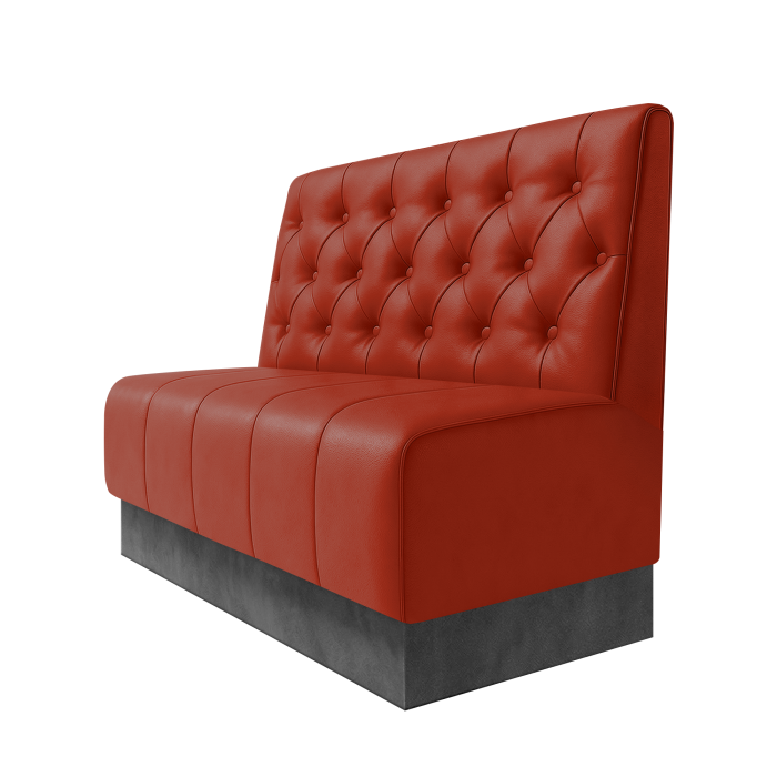 Fischer | Gastrobank | B:H 100 x 100 cm | Rot | Chesterfield | Leder | Fußleiste Grau