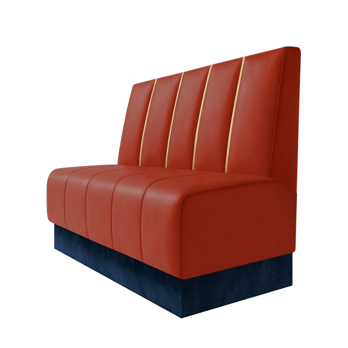 Fischer | Gastrobank | B:H 100 x 100 cm | Rot | Dubai | Leder | Fußleiste Blau