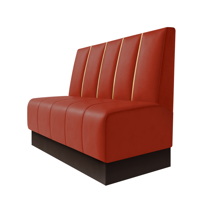 Fischer | Gastrobank | B:H 100 x 100 cm | Rot | Dubai | Leder | Fußleiste Braun