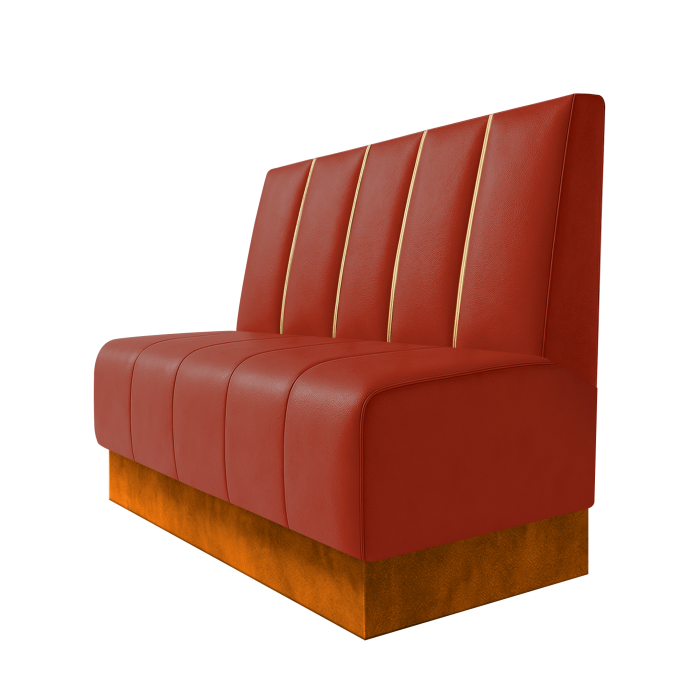 Fischer | Gastrobank | B:H 100 x 100 cm | Rot | Dubai | Leder | Fußleiste Orange
