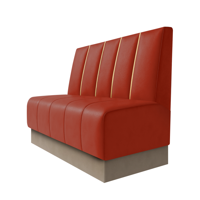 Fischer | Gastrobank | B:H 100 x 100 cm | Rot | Dubai | Leder | Fußleiste Taupe