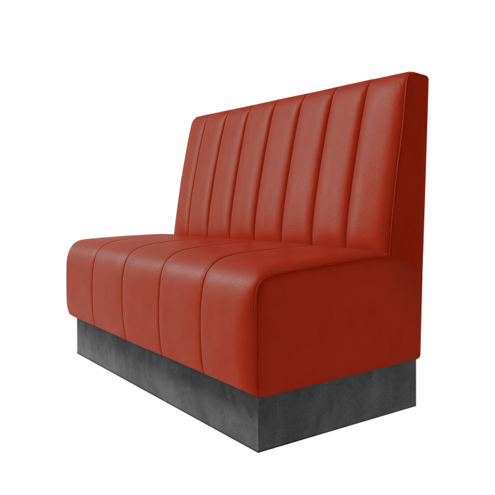 Fischer | Gastrobank | B:H 100 x 100 cm | Rot | Gestreift 12cm | Leder | Fußleiste Grau