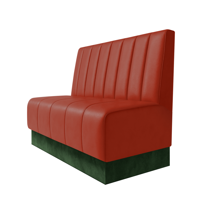 Fischer | Gastrobank | B:H 100 x 100 cm | Rot | Gestreift 12cm | Leder | Fußleiste Grün