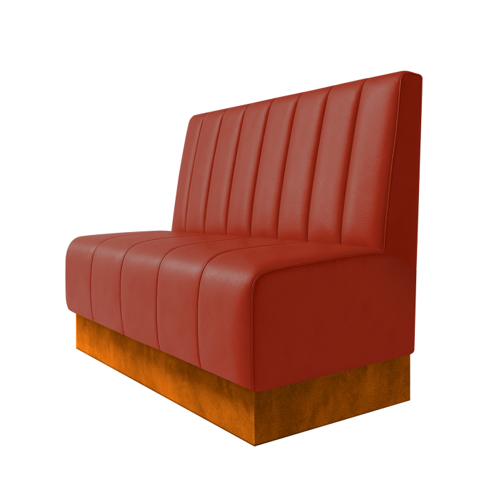 Fischer | Gastrobank | B:H 100 x 100 cm | Rot | Gestreift 12cm | Leder | Fußleiste Orange