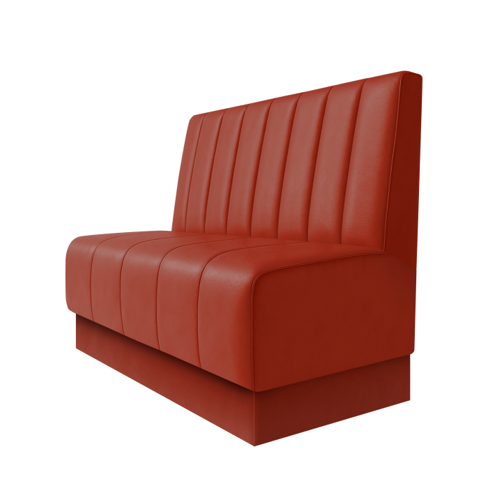 Fischer | Gastrobank | B:H 100 x 100 cm | Rot | Gestreift 12cm | Leder | Fußleiste Rot