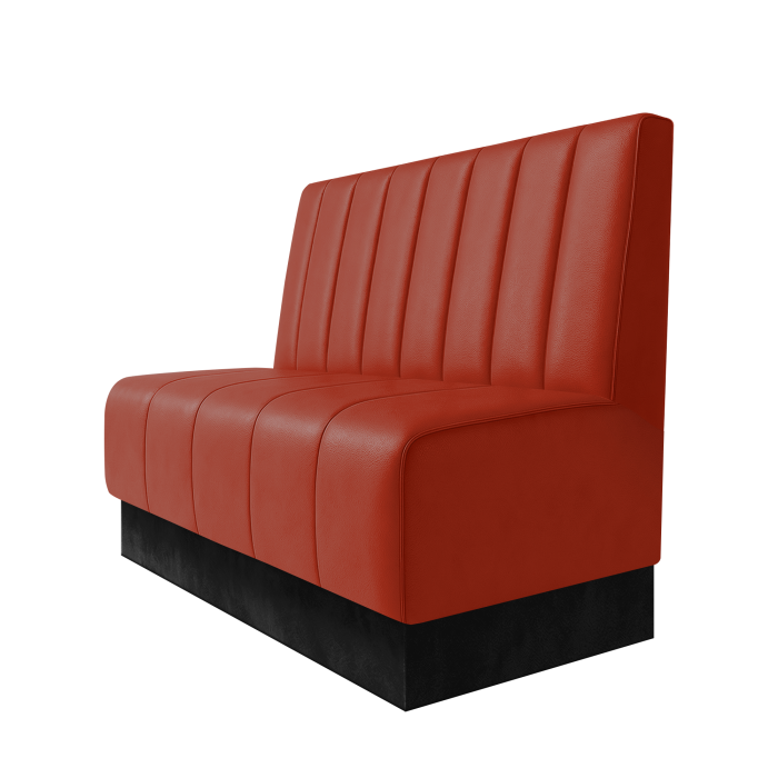 Fischer | Gastrobank | B:H 100 x 100 cm | Rot | Gestreift 12cm | Leder | Fußleiste Schwarz
