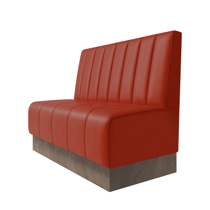 Fischer | Gastrobank | B:H 100 x 100 cm | Rot | Gestreift 12cm | Leder | Fußleiste Taupe