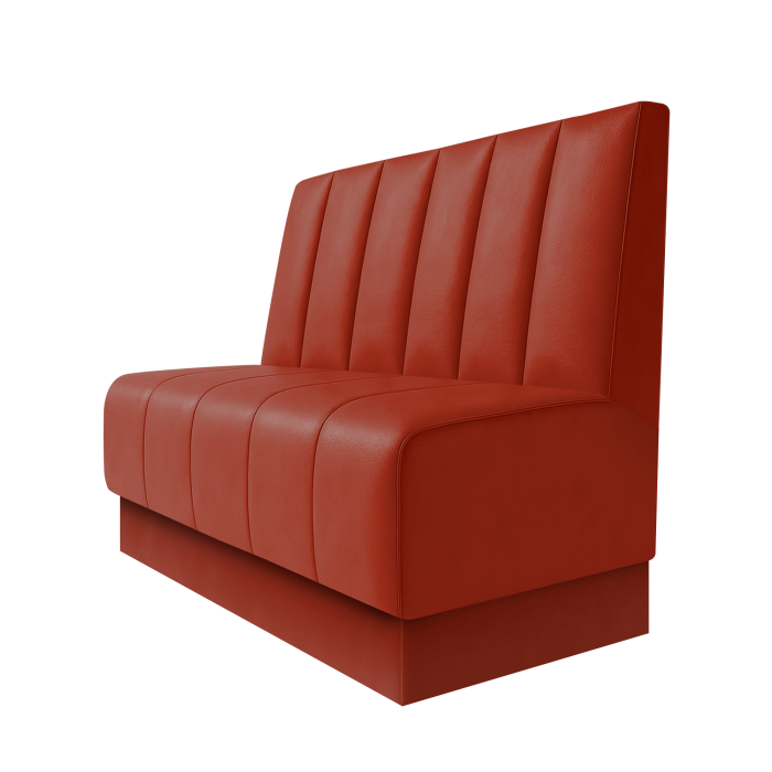 Fischer | Gastrobank | B:H 100 x 100 cm | Rot | Gestreift Doppelnahnt 24cm | Leder | Fußleiste Rot