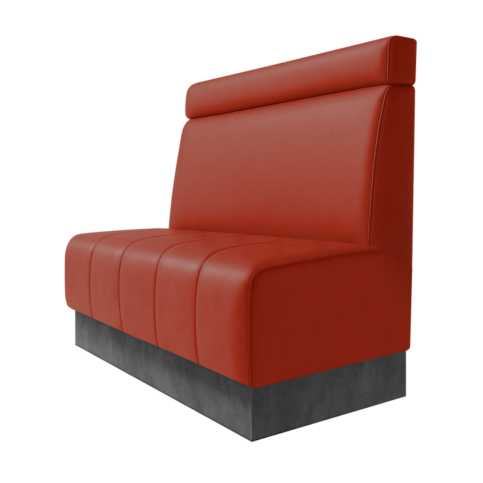 Fischer | Gastrobank | B:H 100 x 100 cm | Rot | Glatt + Kopfteil | Leder | Fußleiste Grau
