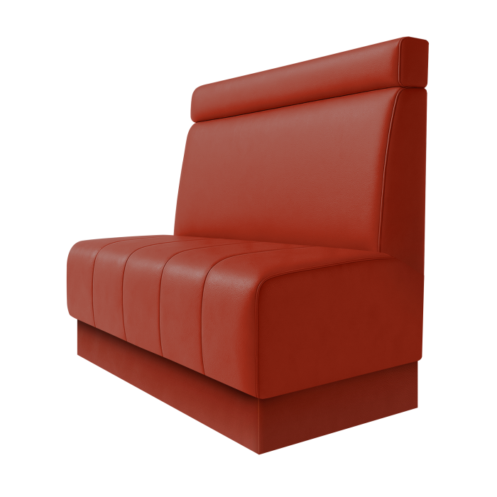 Fischer | Gastrobank | B:H 100 x 100 cm | Rot | Glatt + Kopfteil | Leder | Fußleiste Rot