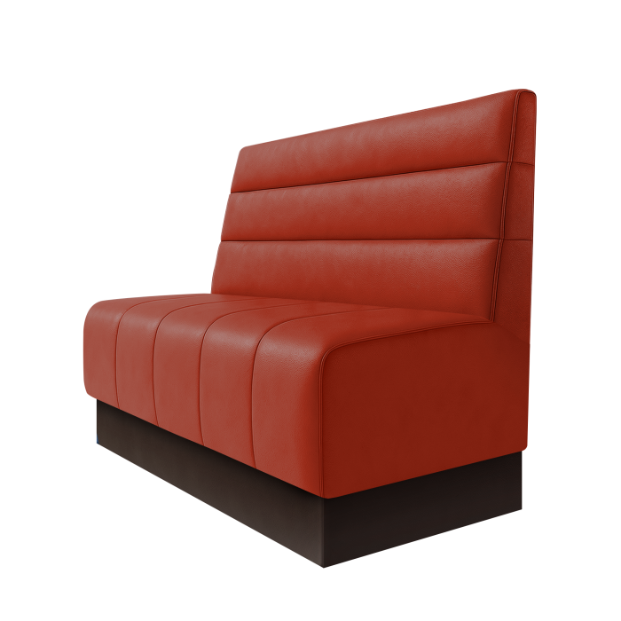 Fischer | Gastrobank | B:H 100 x 100 cm | Rot | Horizontal Gestreift | Leder | Fußleiste Braun