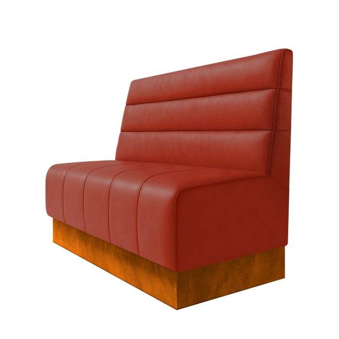 Fischer | Gastrobank | B:H 100 x 100 cm | Rot | Horizontal Gestreift | Leder | Fußleiste Orange