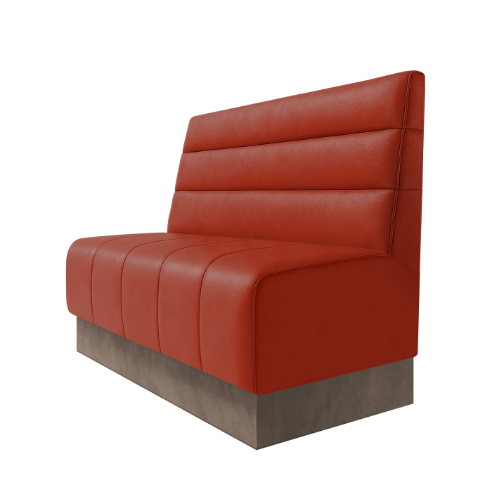 Fischer | Gastrobank | B:H 100 x 100 cm | Rot | Horizontal Gestreift | Leder | Fußleiste Taupe