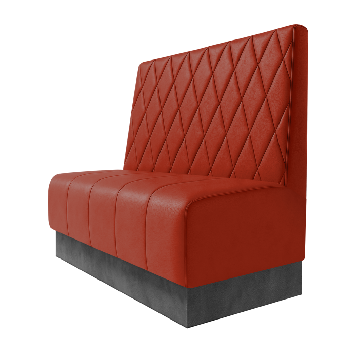 Fischer | Gastrobank | B:H 100 x 100 cm | Rot | Raute | Leder | Fußleiste Grau