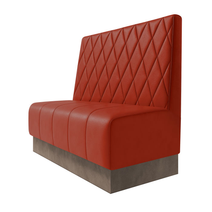 Fischer | Gastrobank | B:H 100 x 100 cm | Rot | Raute | Leder | Fußleiste Taupe
