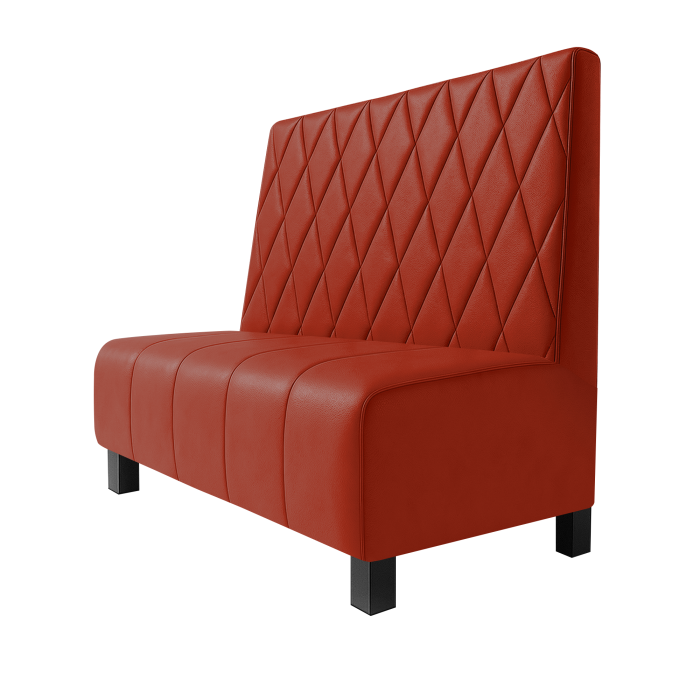 Fischer | Gastrobank | B:H 100 x 100 cm | Rot | Raute | Leder | Möbelfuß Schwarz