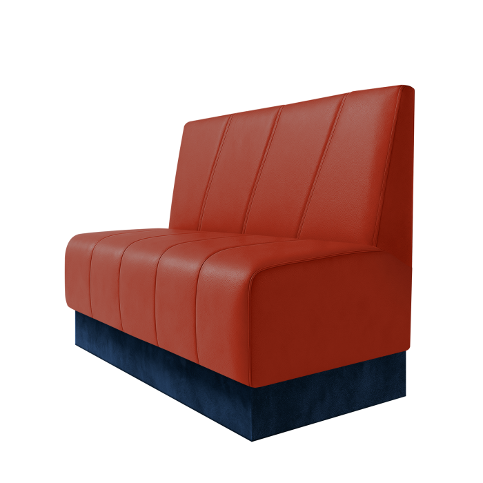 Fischer | Gastrobank | B:H 100 x 100 cm | Rot | Schräg Gestreift | Leder | Fußleiste Blau