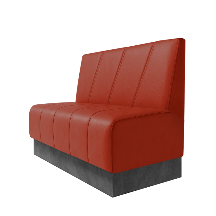 Fischer | Gastrobank | B:H 100 x 100 cm | Rot | Schräg Gestreift | Leder | Fußleiste Grau