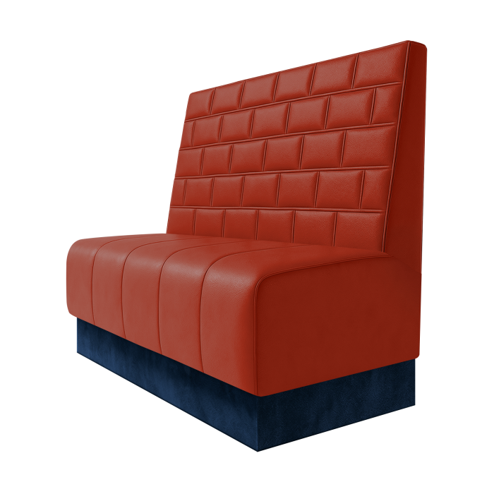 Fischer | Gastrobank | B:H 100 x 100 cm | Rot | Stein | Leder | Fußleiste Blau