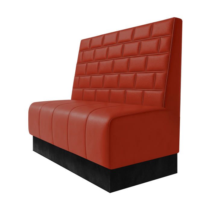 Fischer | Gastrobank | B:H 100 x 100 cm | Rot | Stein | Leder | Fußleiste Schwarz