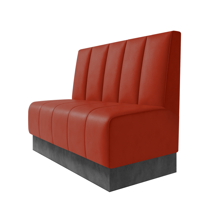 Fischer | Gastrobank | B:H 100 x 100 cm | Rot | Tief Gestreift | Leder | Fußleiste Grau
