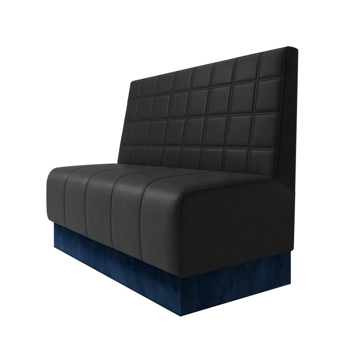 Fischer | Gastrobank | B:H 100 x 100 cm | Schwarz | Blocks | Leder | Fußleiste Blau