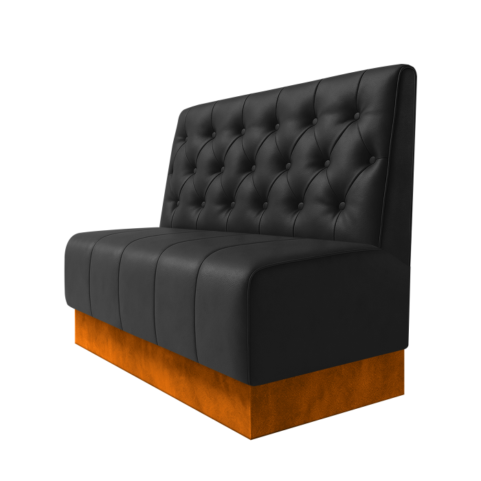 Fischer | Gastrobank | B:H 100 x 100 cm | Schwarz | Chesterfield | Leder | Fußleiste Orange