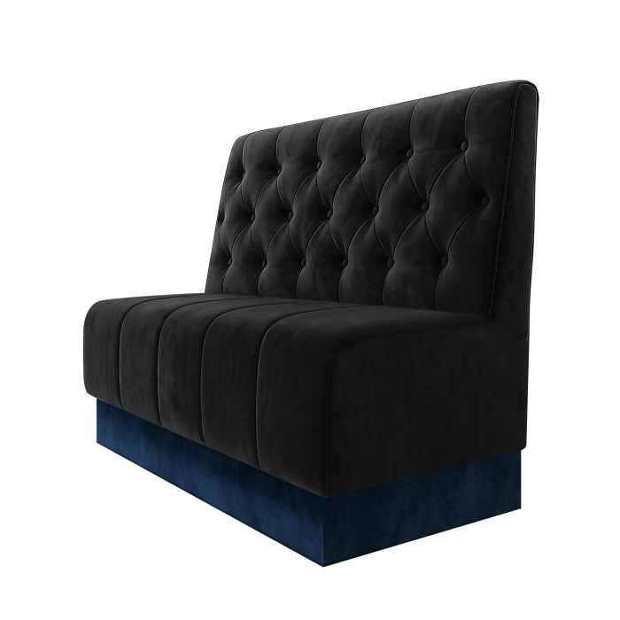 Fischer | Gastrobank | B:H 100 x 100 cm | Schwarz | Chesterfield | Samt | Fußleiste Blau