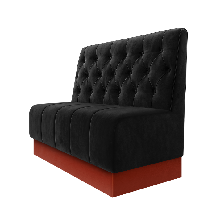 Fischer | Gastrobank | B:H 100 x 100 cm | Schwarz | Chesterfield | Samt | Fußleiste Rot