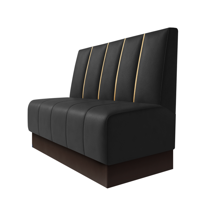 Fischer | Gastrobank | B:H 100 x 100 cm | Schwarz | Dubai | Leder | Fußleiste Braun