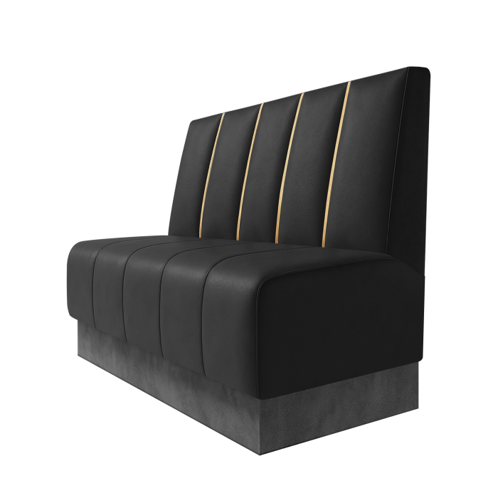 Fischer | Gastrobank | B:H 100 x 100 cm | Schwarz | Dubai | Leder | Fußleiste Grau