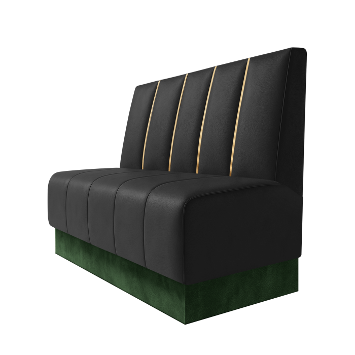 Fischer | Gastrobank | B:H 100 x 100 cm | Schwarz | Dubai | Leder | Fußleiste Grün