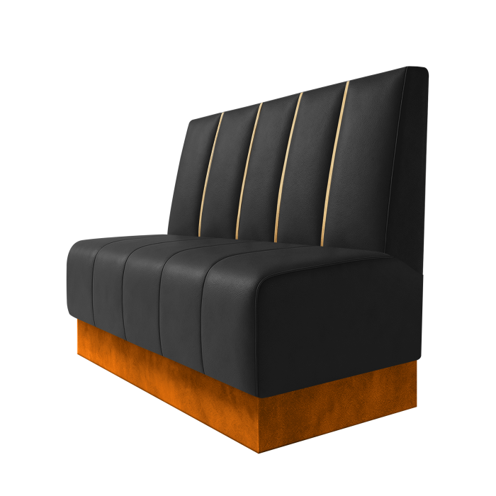 Fischer | Gastrobank | B:H 100 x 100 cm | Schwarz | Dubai | Leder | Fußleiste Orange