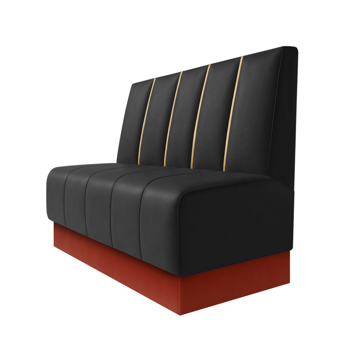 Fischer | Gastrobank | B:H 100 x 100 cm | Schwarz | Dubai | Leder | Fußleiste Rot