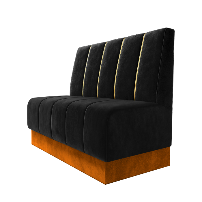Fischer | Gastrobank | B:H 100 x 100 cm | Schwarz | Dubai | Samt | Fußleiste Orange
